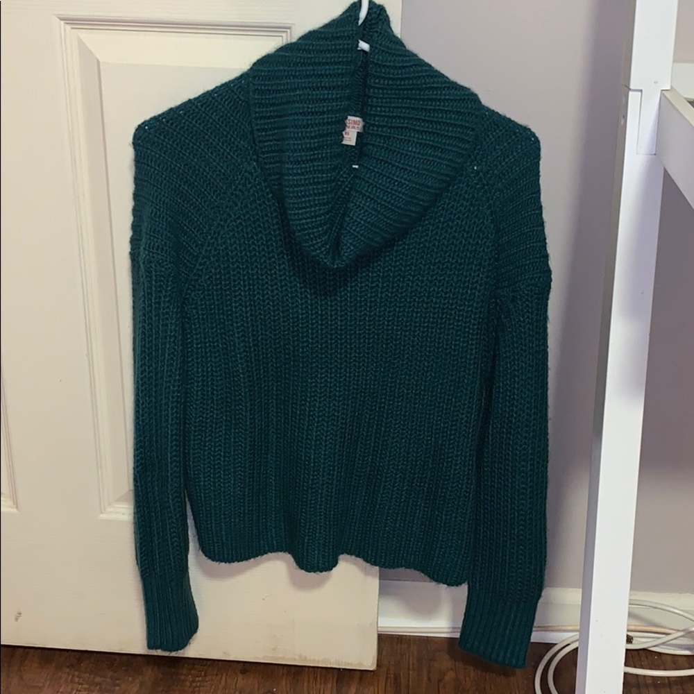 Teal turtle neck